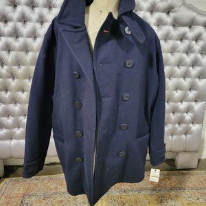 Woolrich Men's Navy Blue Peacoat